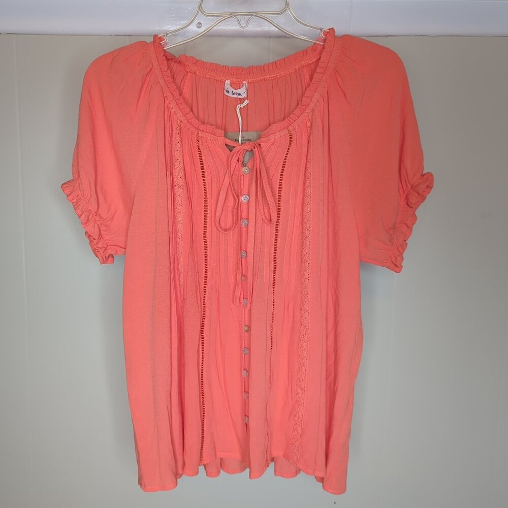 In Loom Women's Coral Blouse, Size Medium